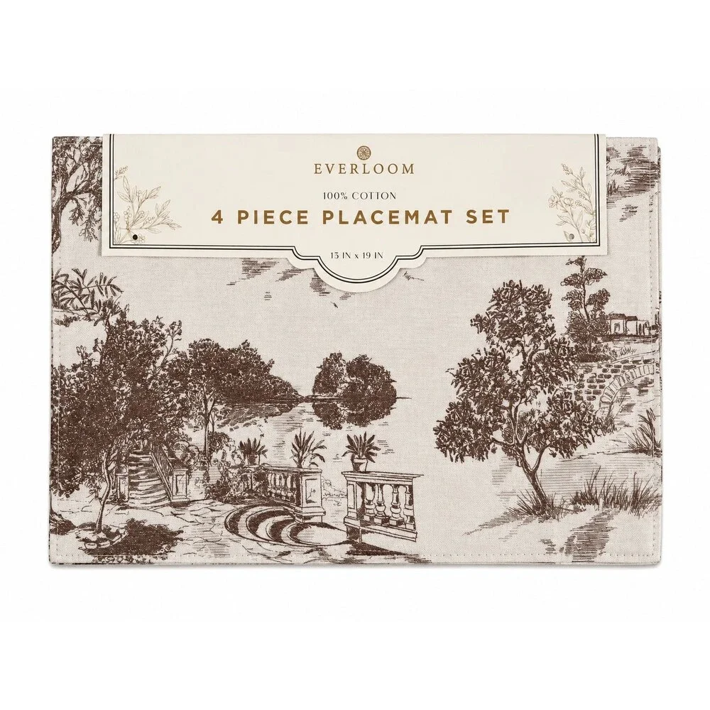 Everloom Equestrian Toile Placemats Set of 4 Horse Scenes Cotton 13x19